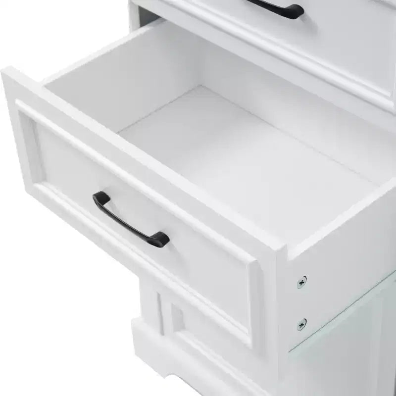 Meuble de rangement de salle de bain autoportant avec tiroir, étagères réglable et fixe, portes à fermeture douce, blanc