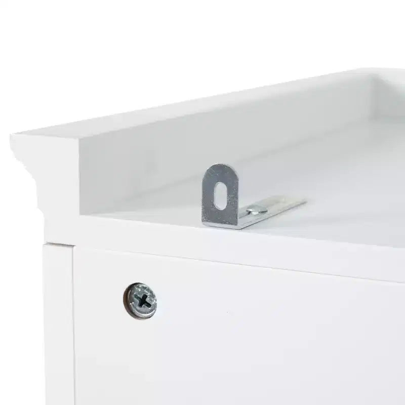 Meuble de rangement de salle de bain autoportant avec tiroir, étagères réglable et fixe, portes à fermeture douce, blanc