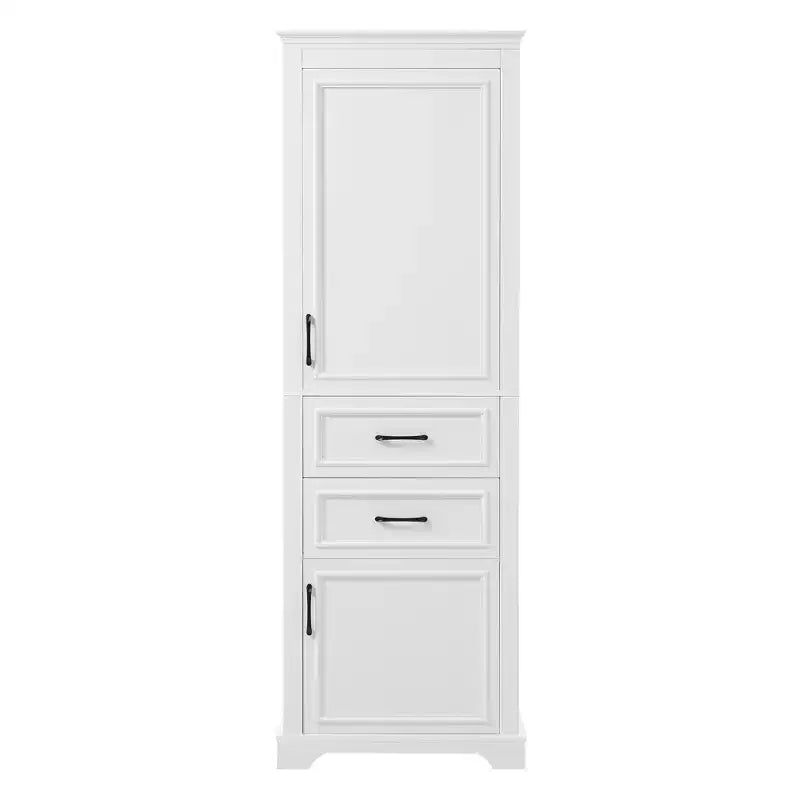 Meuble de rangement de salle de bain autoportant avec tiroir, étagères réglable et fixe, portes à fermeture douce, blanc