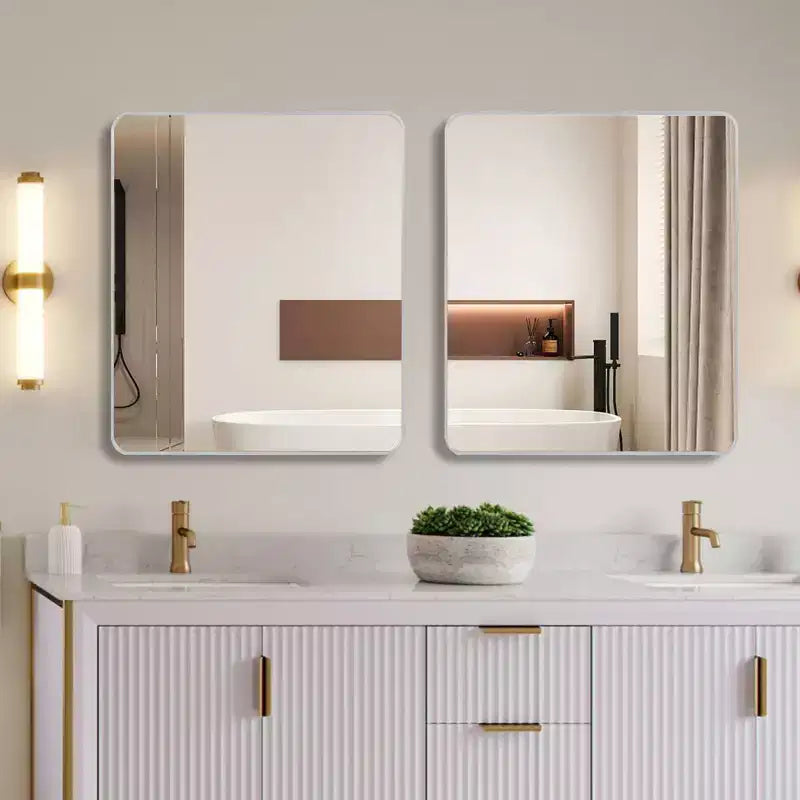 Miroir mural carré de 36 po. avec cadre en aluminium noir pour meuble-lavabo de salle de bain