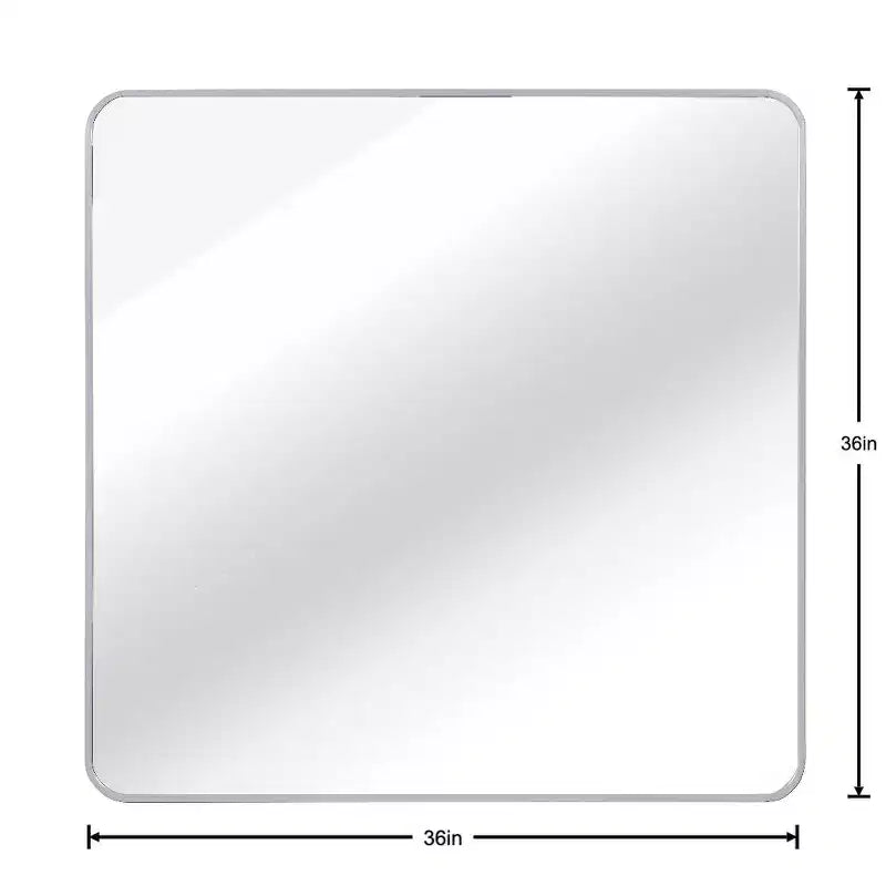 Miroir mural carré de 36 po. avec cadre en aluminium noir pour meuble-lavabo de salle de bain