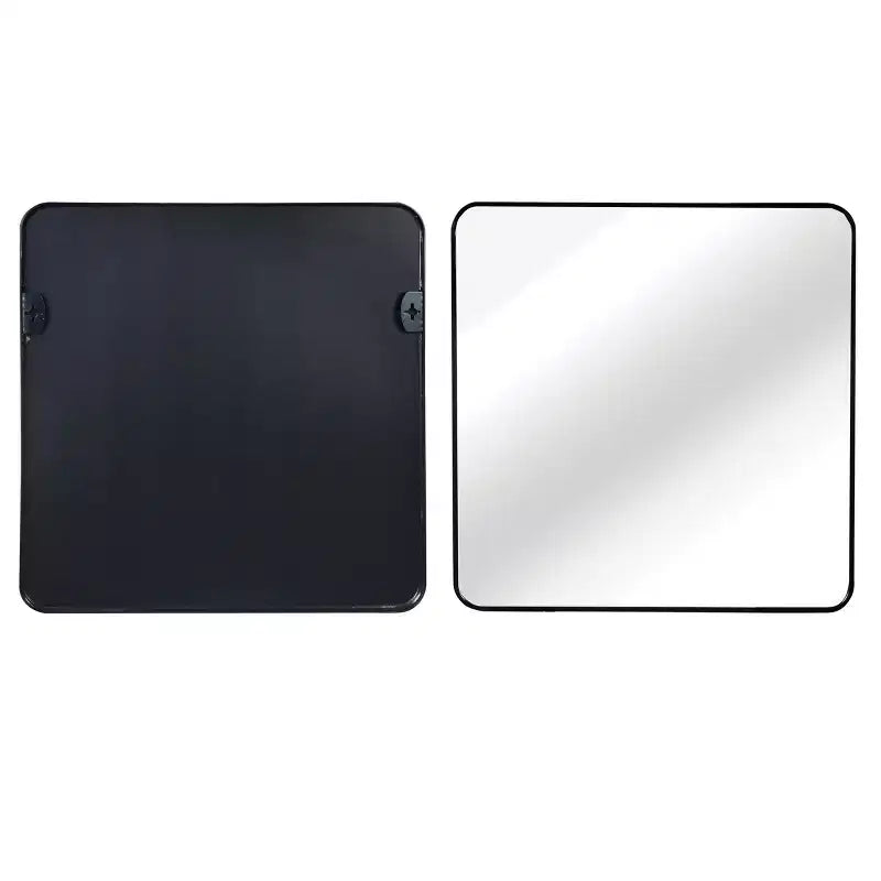 Miroir mural carré de 36 po. avec cadre en aluminium noir pour meuble-lavabo de salle de bain