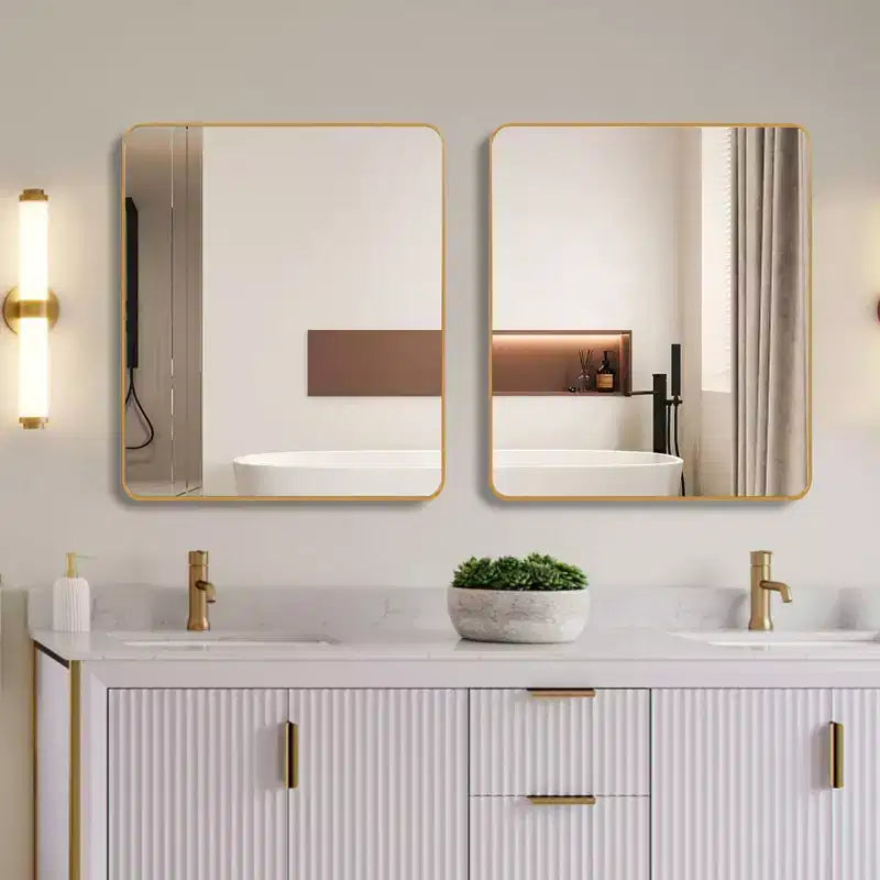Miroir mural carré de 36 po. avec cadre en aluminium noir pour meuble-lavabo de salle de bain