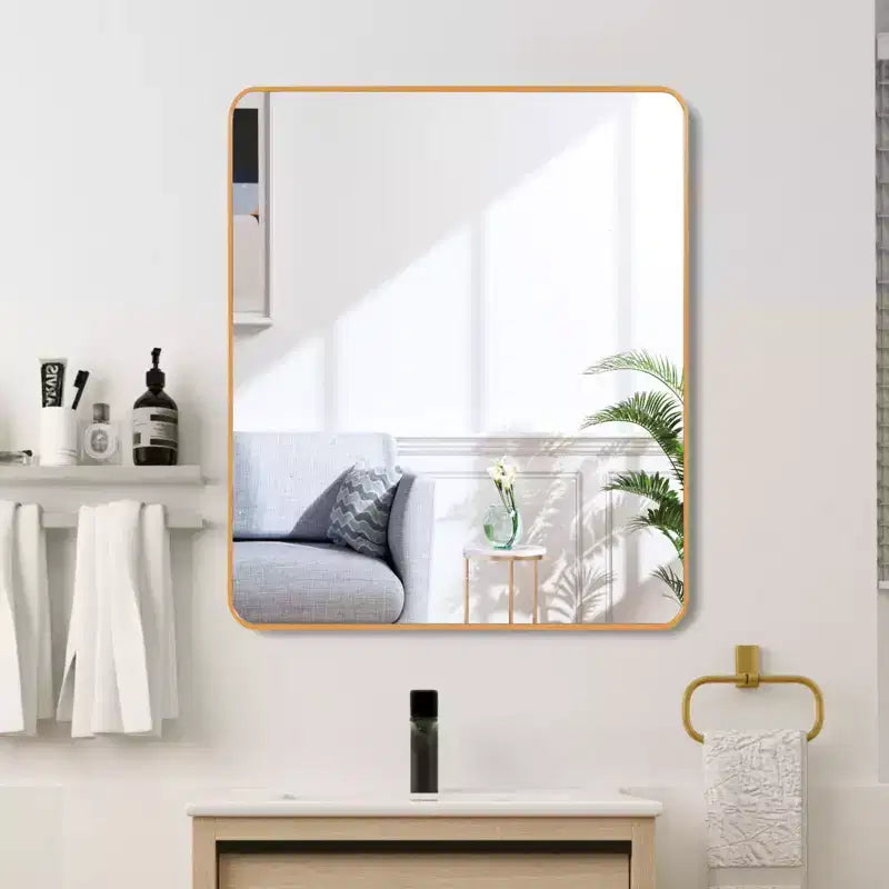 Miroir mural carré de 36 po. avec cadre en aluminium noir pour meuble-lavabo de salle de bain