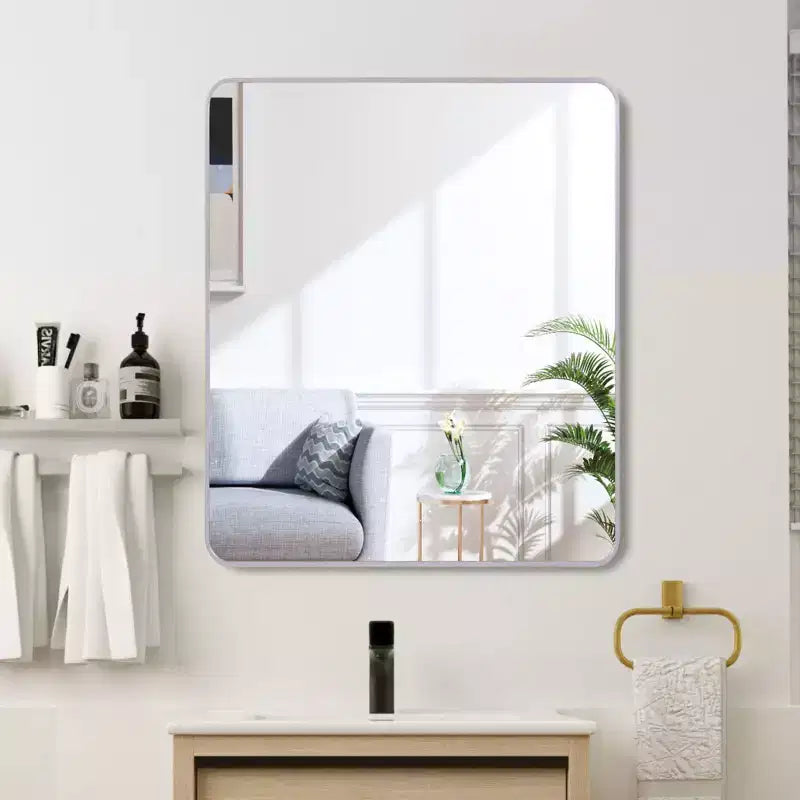 Miroir mural carré de 36 po. avec cadre en aluminium noir pour meuble-lavabo de salle de bain
