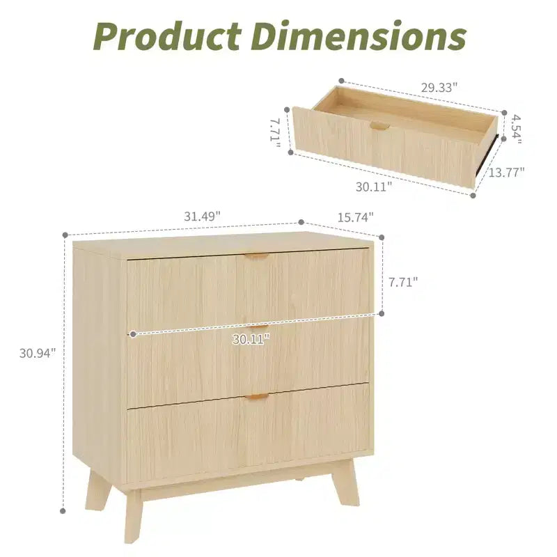 Commode à 3 tiroirs, commode de rangement moderne cannelée, pour chambre à coucher, salon, couloir,