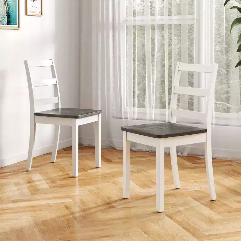 Lot de 4 chaises de salle à manger sans accoudoirs à dossier échelle avec pieds en bois d'hévéa massif