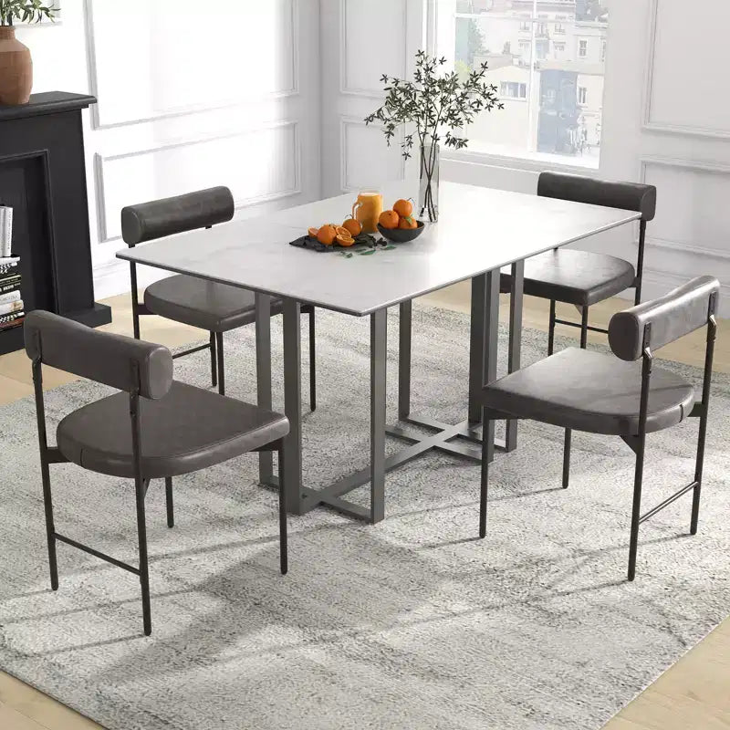 Lot de 2 chaises de salle à manger en similicuir rembourrées avec dossier incurvé