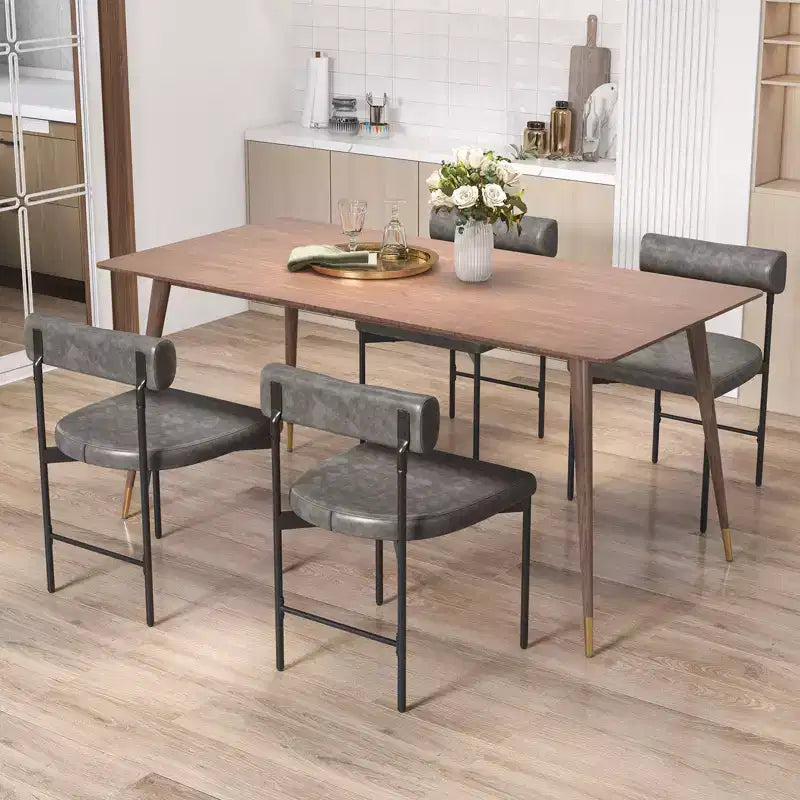 Lot de 2 chaises de salle à manger en similicuir rembourrées avec dossier incurvé