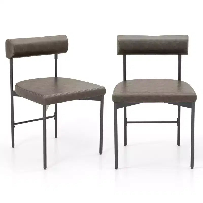 Lot de 2 chaises de salle à manger en similicuir rembourrées avec dossier incurvé