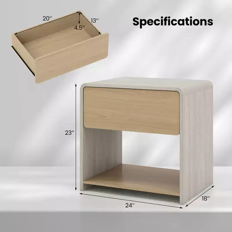 2 tables de chevet modernes à 2 niveaux avec tiroir et étagère ouverte