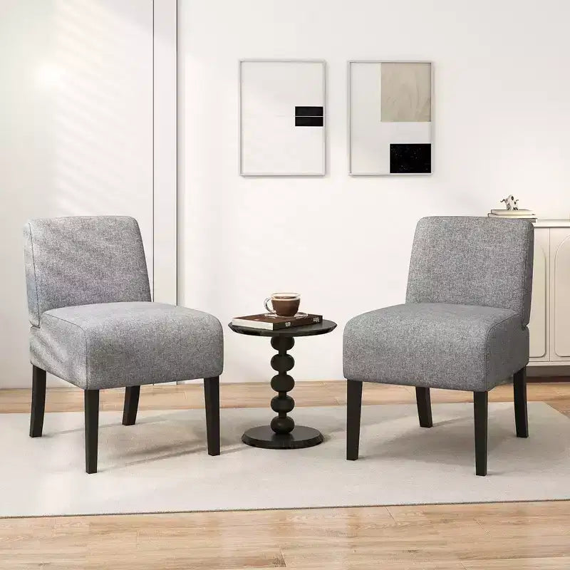 Lot de 4 chaises d'appoint sans accoudoirs avec pieds en bois d'hévéa, chaises de coiffeuse modernes pour chambre à coucher