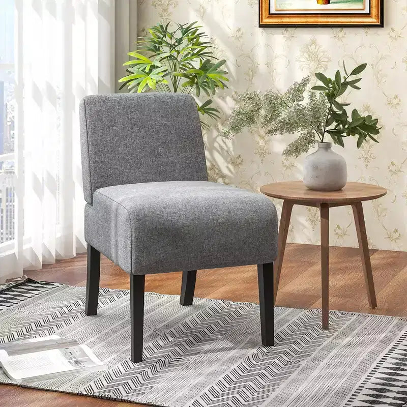 Lot de 4 chaises d'appoint sans accoudoirs avec pieds en bois d'hévéa, chaises de coiffeuse modernes pour chambre à coucher