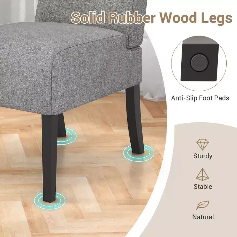 Lot de 4 chaises d'appoint sans accoudoirs avec pieds en bois d'hévéa, chaises de coiffeuse modernes pour chambre à coucher
