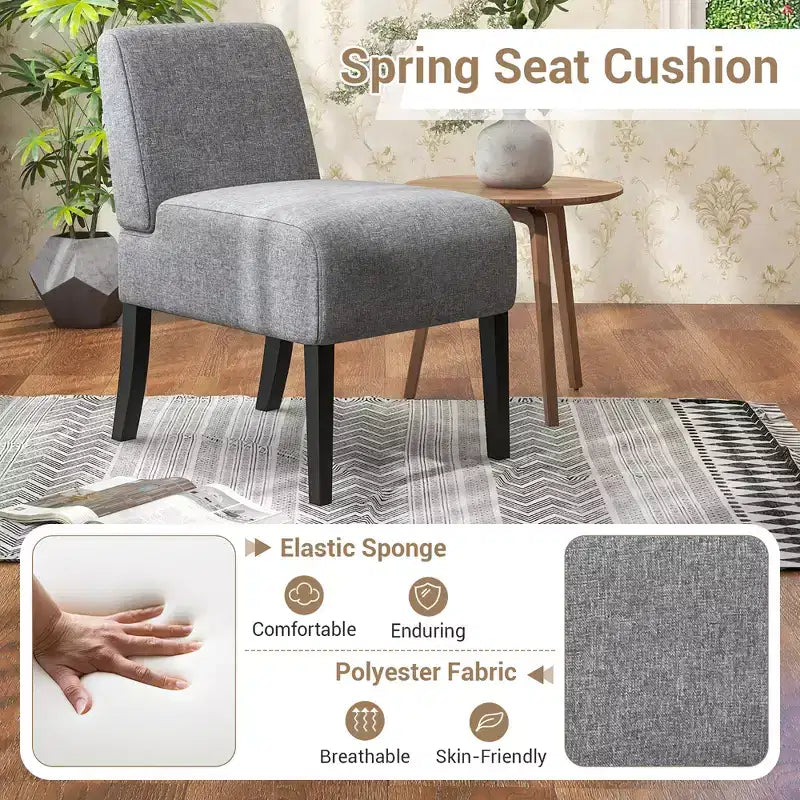 Lot de 4 chaises d'appoint sans accoudoirs avec pieds en bois d'hévéa, chaises de coiffeuse modernes pour chambre à coucher
