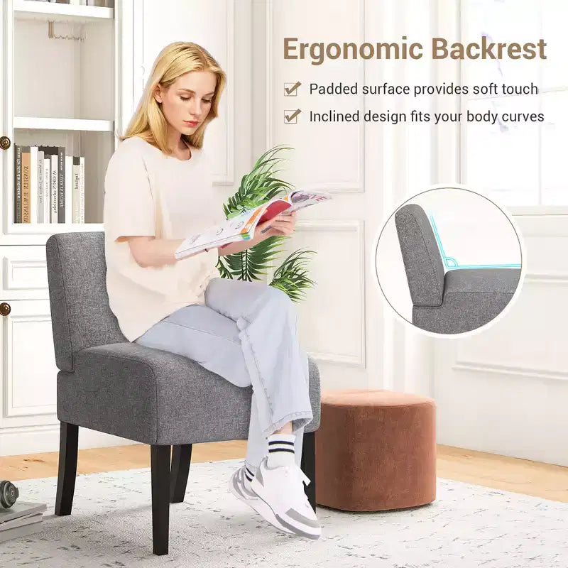 Lot de 4 chaises d'appoint sans accoudoirs avec pieds en bois d'hévéa, chaises de coiffeuse modernes pour chambre à coucher