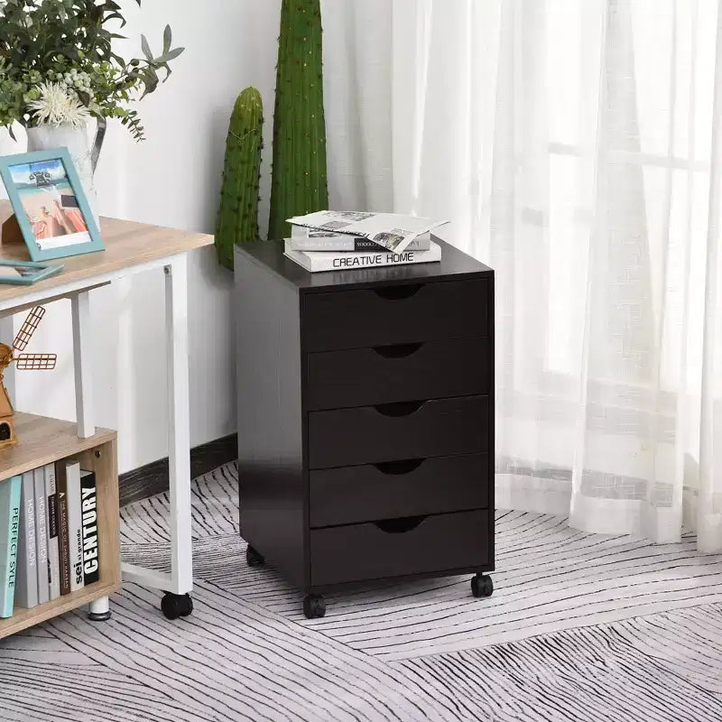 Meuble de rangement à 5 tiroirs avec style nordique minimaliste moderne et roulettes