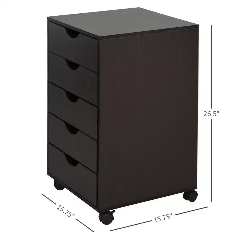 Meuble de rangement à 5 tiroirs avec style nordique minimaliste moderne et roulettes