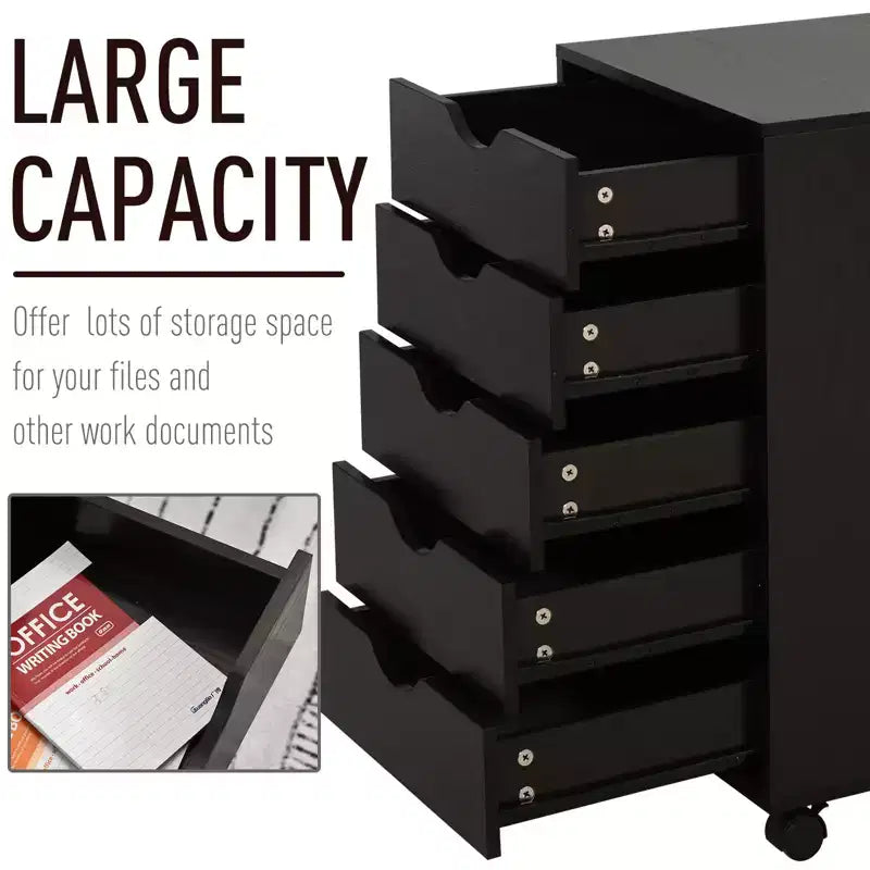 Meuble de rangement à 5 tiroirs avec style nordique minimaliste moderne et roulettes