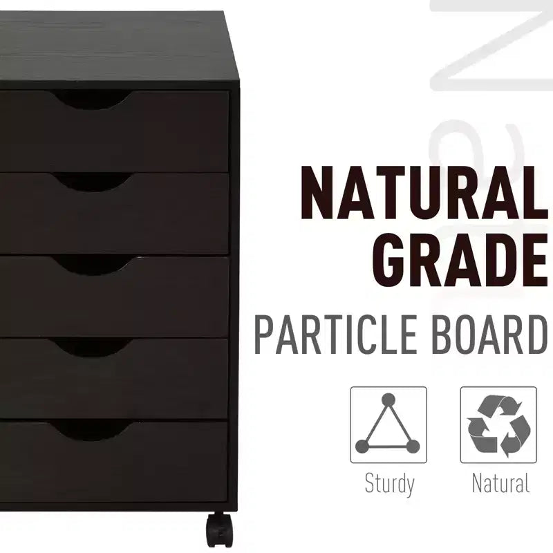 Meuble de rangement à 5 tiroirs avec style nordique minimaliste moderne et roulettes