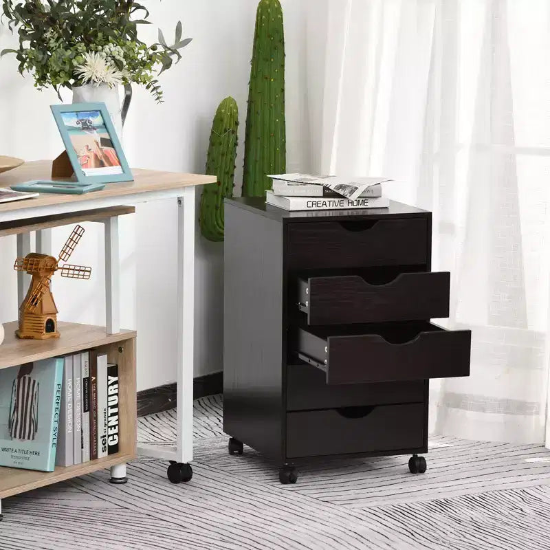 Meuble de rangement à 5 tiroirs avec style nordique minimaliste moderne et roulettes