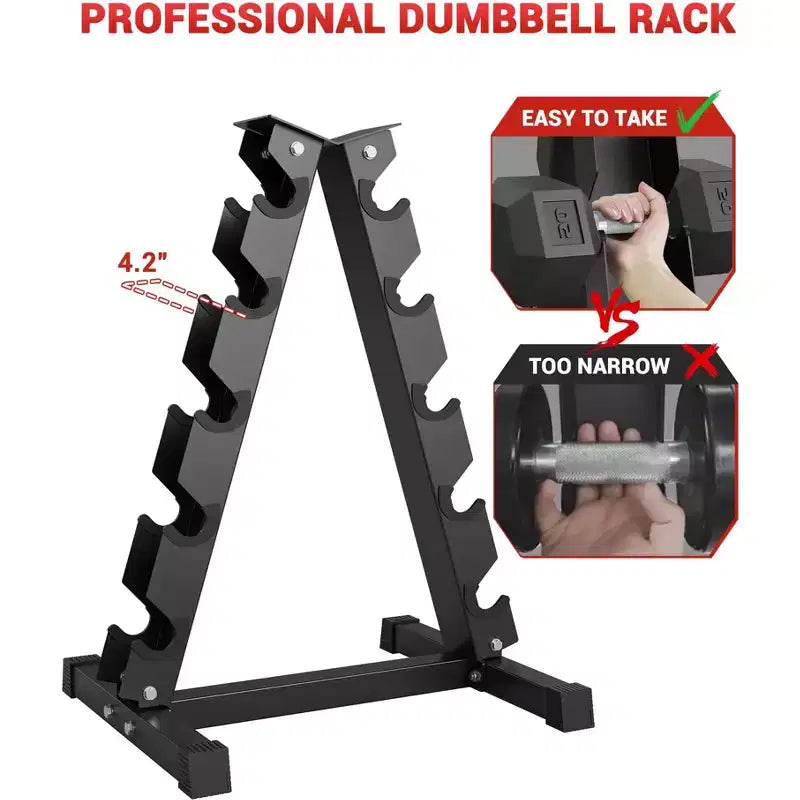 Support d'haltères à 6 niveaux ultra-résistant – Support de poids en acier d'une capacité de 360 kg avec protections en caoutchouc, rangement compact pour gym à domicile