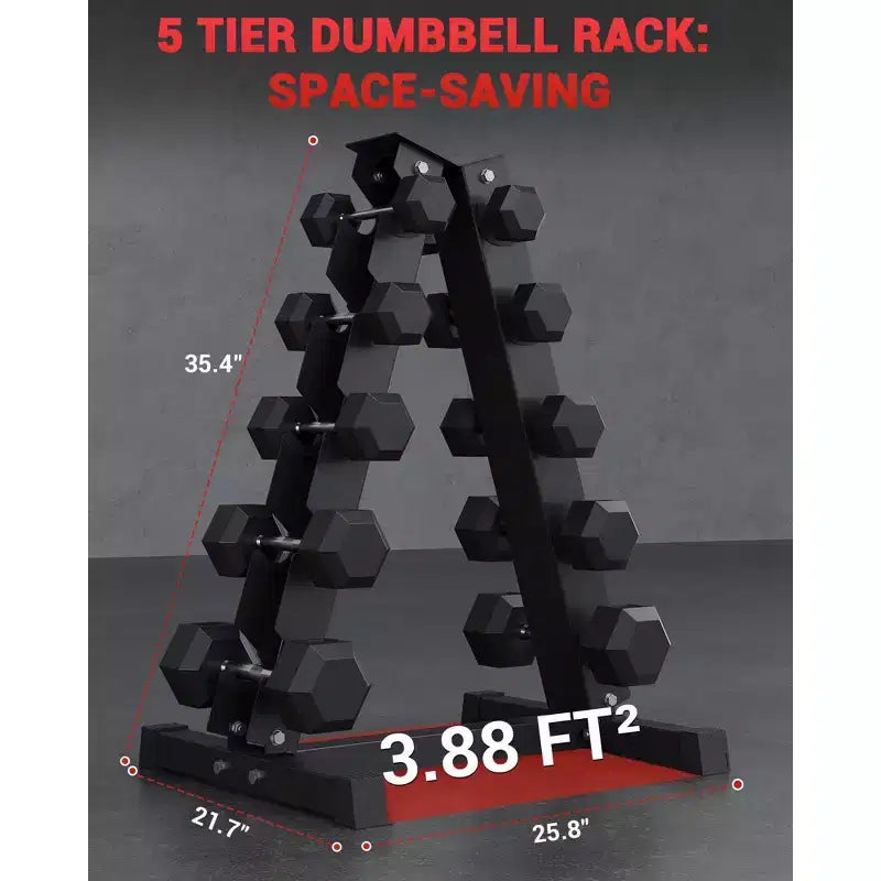 Support d'haltères à 6 niveaux ultra-résistant – Support de poids en acier d'une capacité de 360 kg avec protections en caoutchouc, rangement compact pour gym à domicile