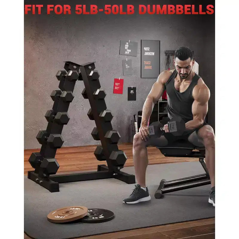 Support d'haltères à 6 niveaux ultra-résistant – Support de poids en acier d'une capacité de 360 kg avec protections en caoutchouc, rangement compact pour gym à domicile