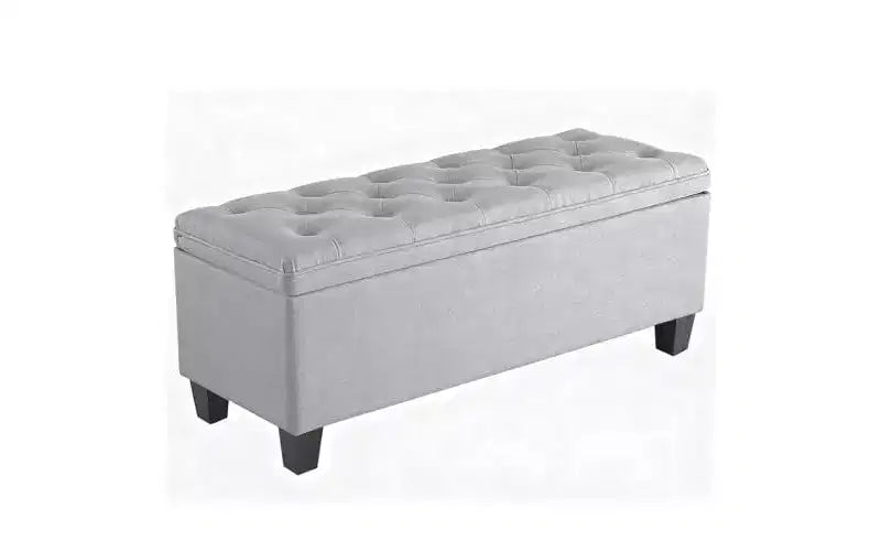 Banc de rangement capitonné 40 L, en tissu de lin doux et coussin épais, pour chambre à coucher et salon, capacité de 150 kg