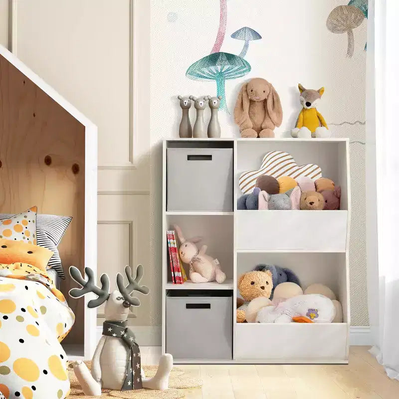 Organisateur de rangement pour jouets d'enfants, étagère en bois à 5 casiers, vitrine avec tiroirs