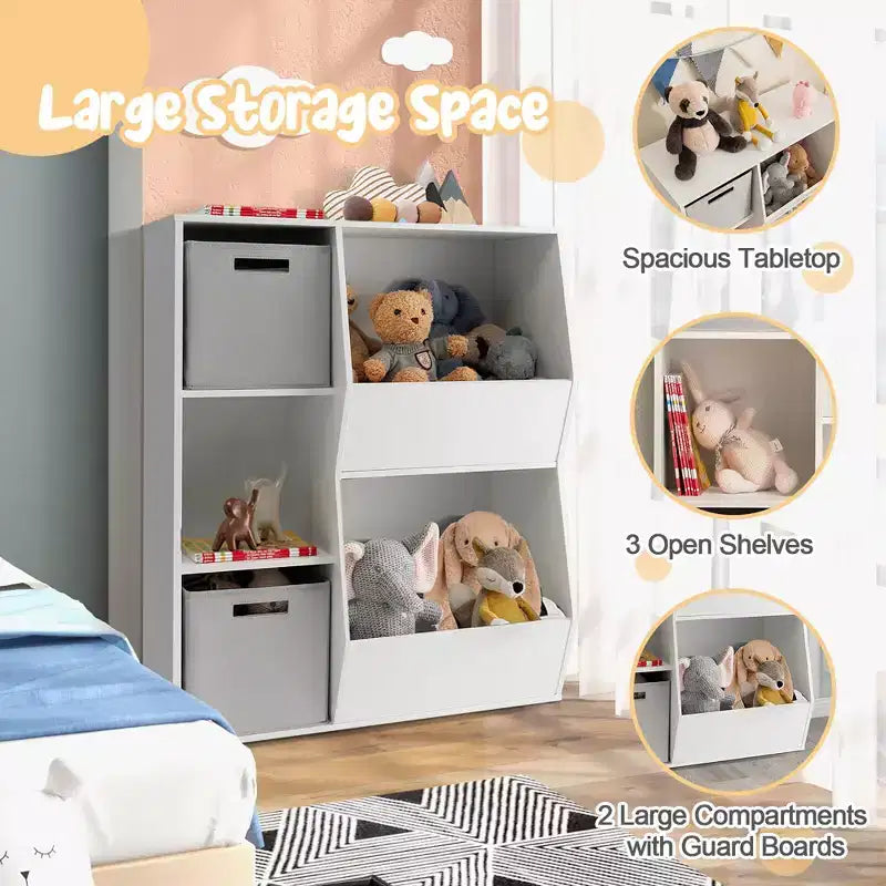 Organisateur de rangement pour jouets d'enfants, étagère en bois à 5 casiers, vitrine avec tiroirs