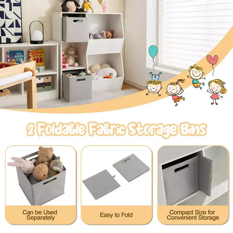 Organisateur de rangement pour jouets d'enfants, étagère en bois à 5 casiers, vitrine avec tiroirs