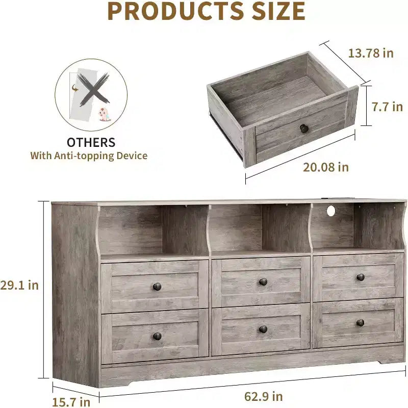 Commode étroite à 6 tiroirs avec étagère ouverte, petite commode peu encombrante pour chambre d'enfant, appartement, placard, meuble de rangement moderne, montage facile