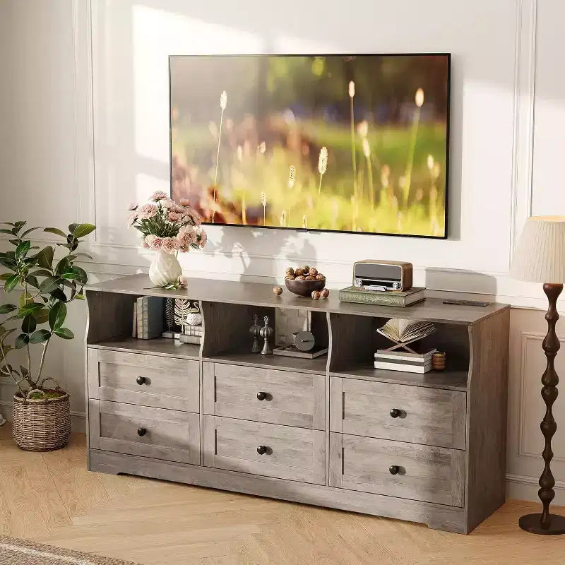 Commode étroite à 6 tiroirs avec étagère ouverte, petite commode peu encombrante pour chambre d'enfant, appartement, placard, meuble de rangement moderne, montage facile