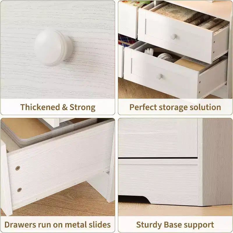 Commode étroite à 6 tiroirs avec étagère ouverte, petite commode peu encombrante pour chambre d'enfant, appartement, placard, meuble de rangement moderne, montage facile