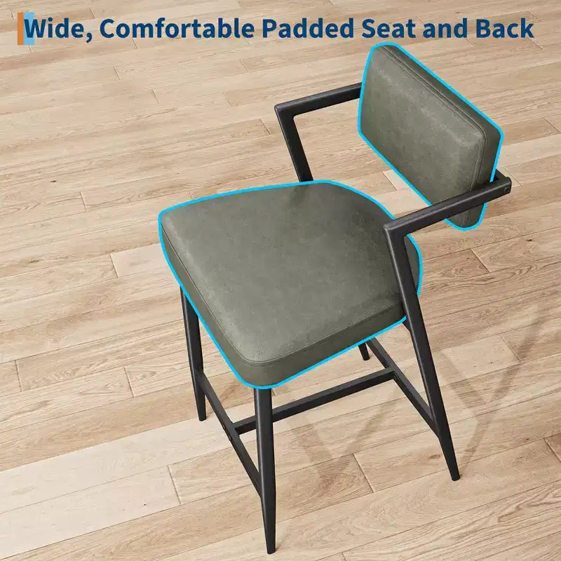 Lot de 2 tabourets de bar à coussins épais, hauteur de comptoir de 68 cm, avec repose-pieds, revêtement en similicuir pour îlot de cuisine ou bar