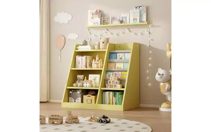 Étagères ouvertes pour enfants à 4 niveaux, Présentoir à livres pour tout-petits, Étagères à livres en forme d'échelle, Bibliothèques en bois pour chambre, salle de jeux, salle de classe