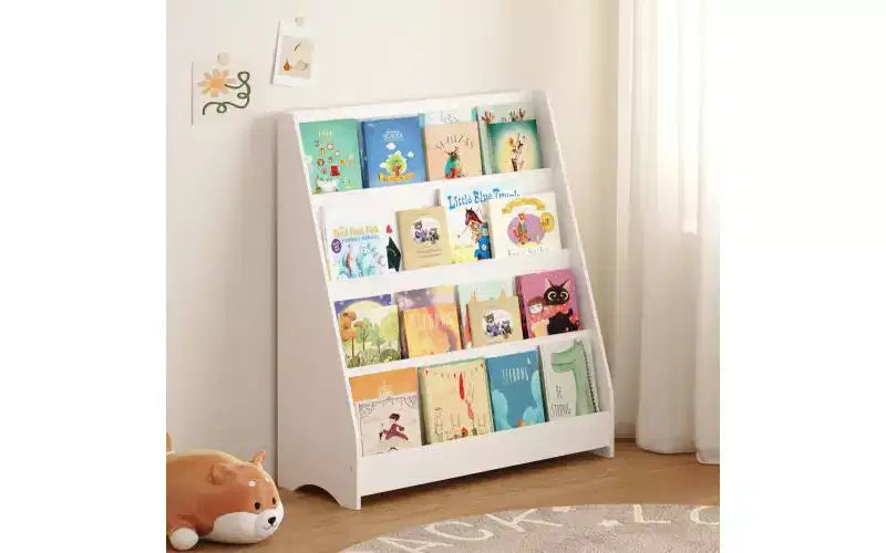 Étagères ouvertes pour enfants à 4 niveaux, Présentoir à livres pour tout-petits, Étagères à livres en forme d'échelle, Bibliothèques en bois pour chambre, salle de jeux, salle de classe