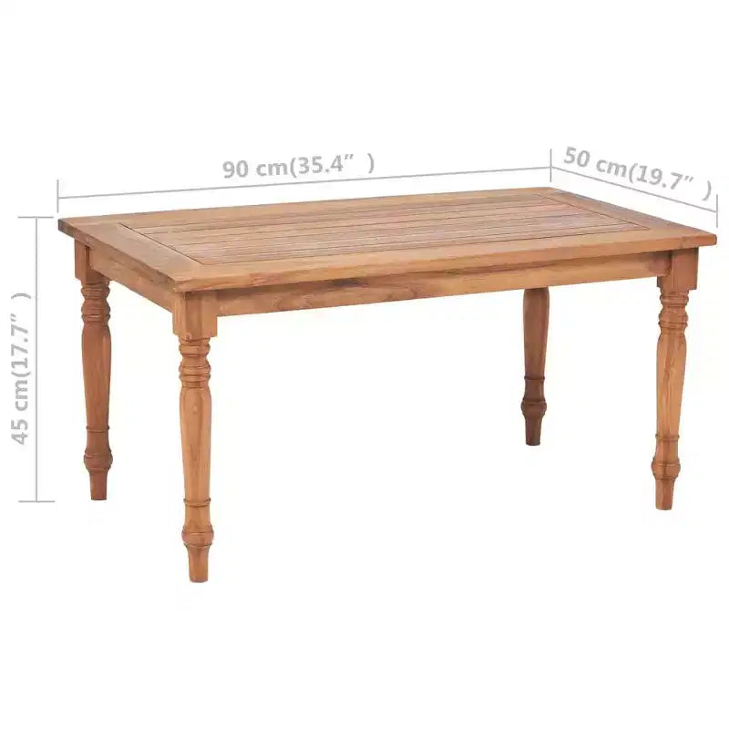 Table basse en teck marron 90x50x45 cm Incrustations décoratives