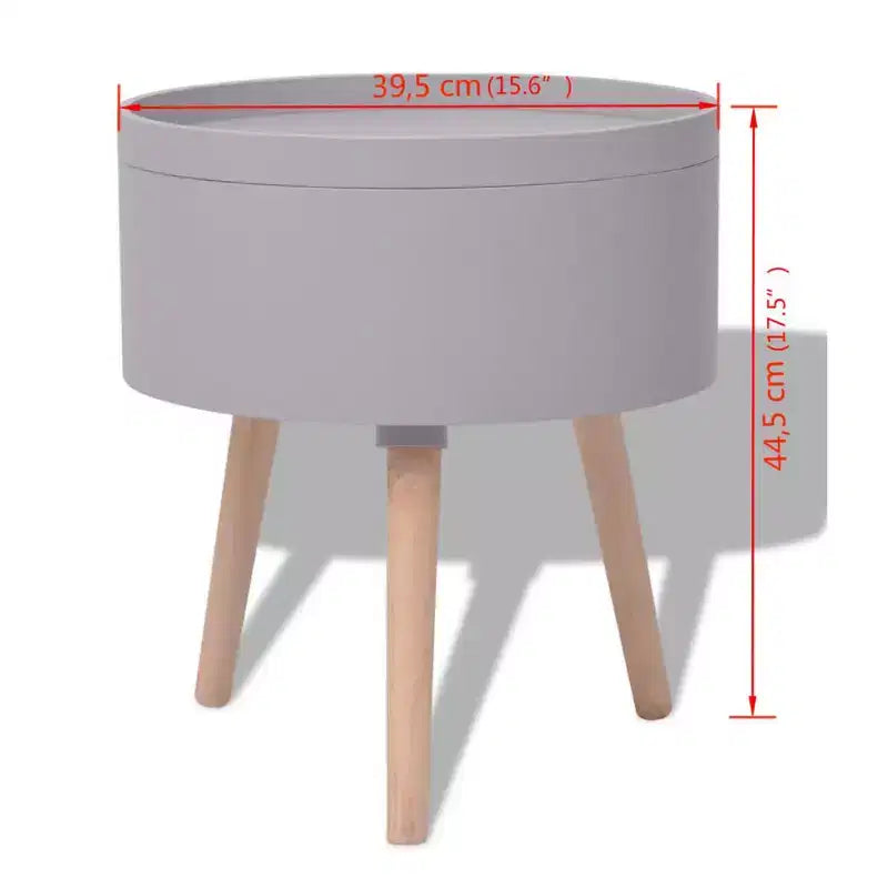 Table d'appoint avec plateau de service rond 15,6x17,5 Gris