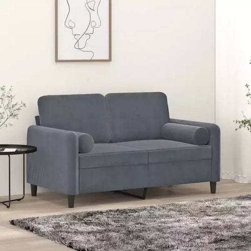 Canapé 2 places avec coussins décoratifs Gris Foncé 47,2 Velours