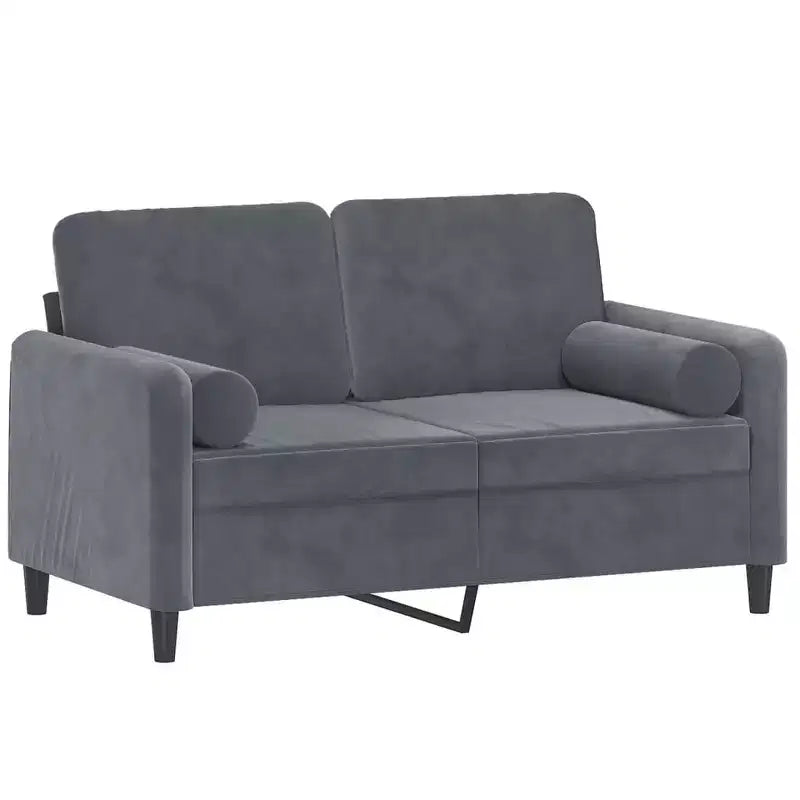 Canapé 2 places avec coussins décoratifs Gris Foncé 47,2 Velours