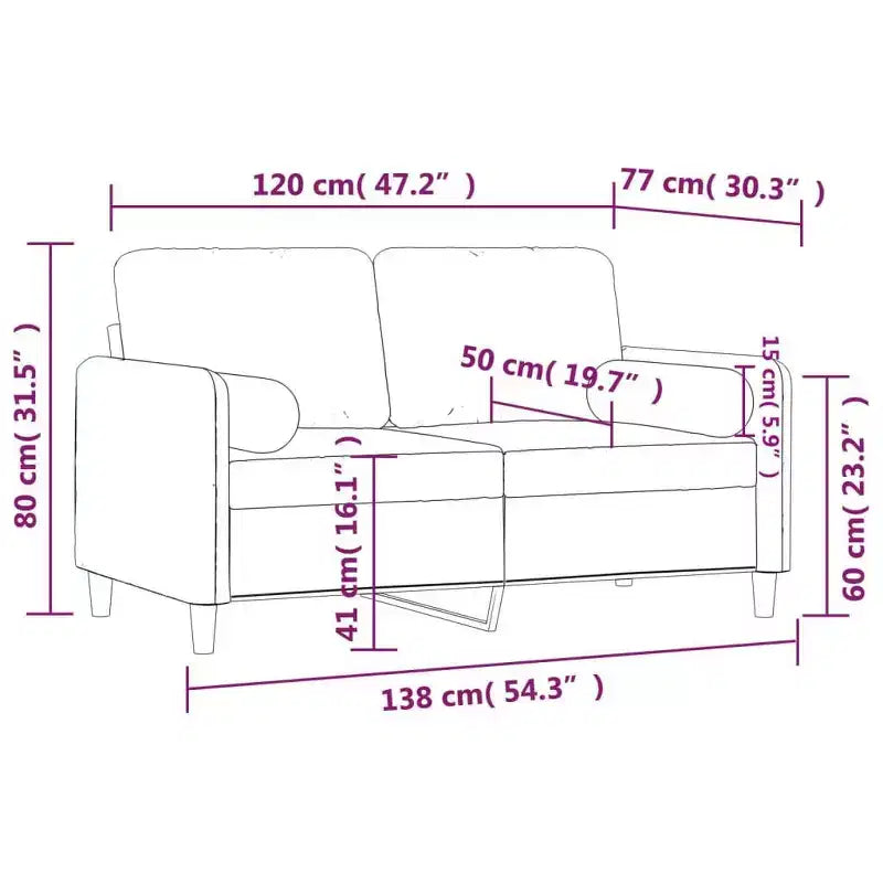 Canapé 2 places avec coussins décoratifs Gris Foncé 47,2 Velours