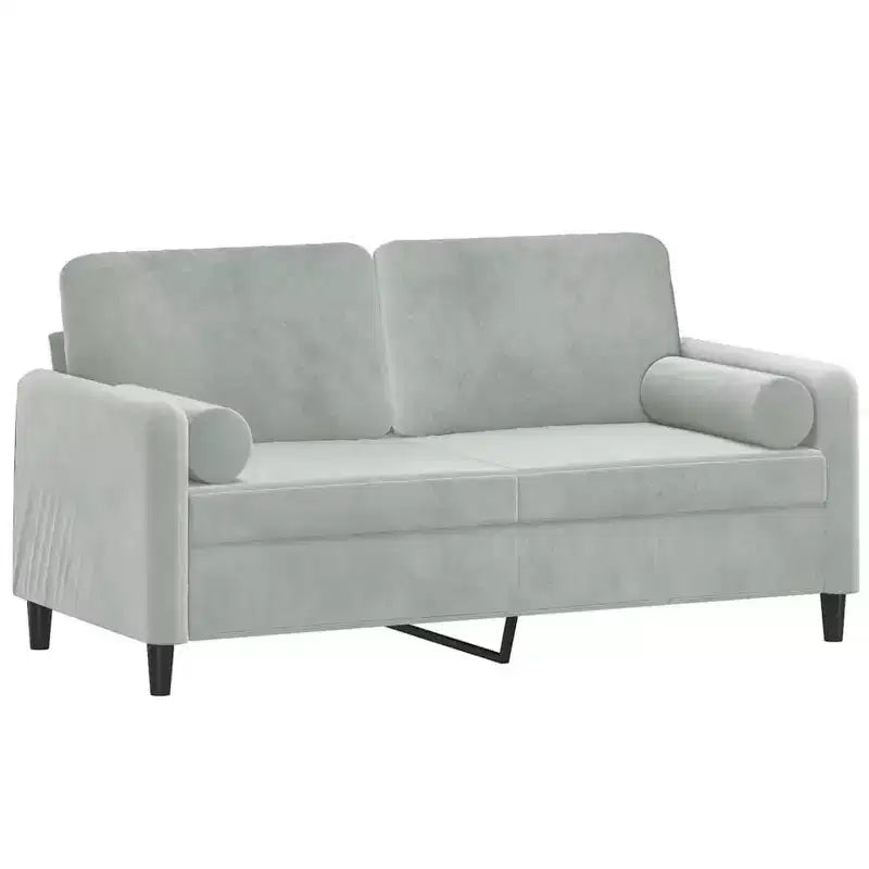 Canapé 2 places avec coussins décoratifs gris clair 55,1 velours