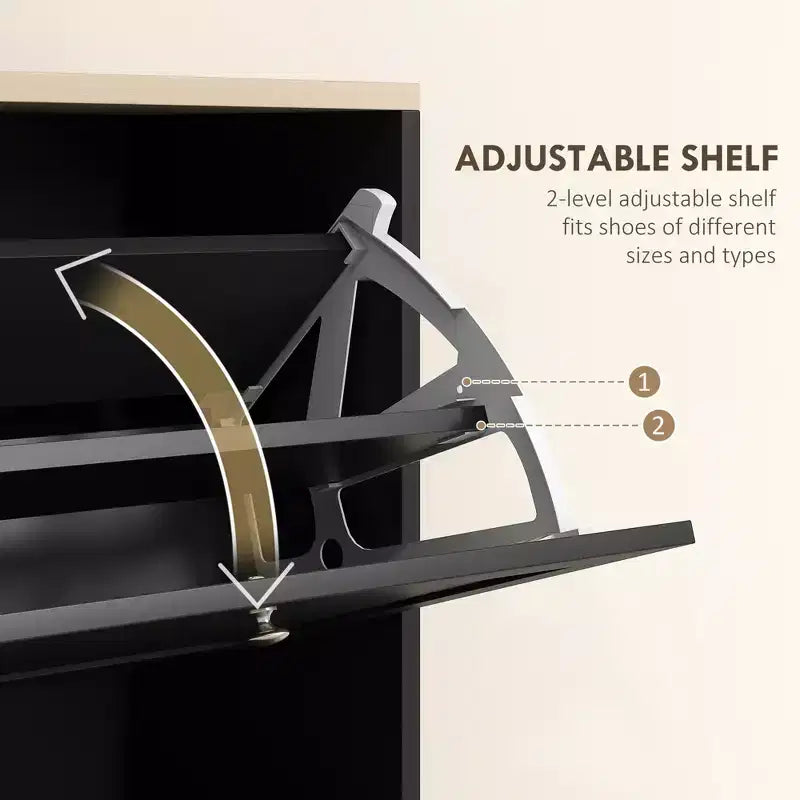 Meuble à chaussures moderne avec 3 tiroirs basculants et étagères réglables pour 18 paires de chaussures