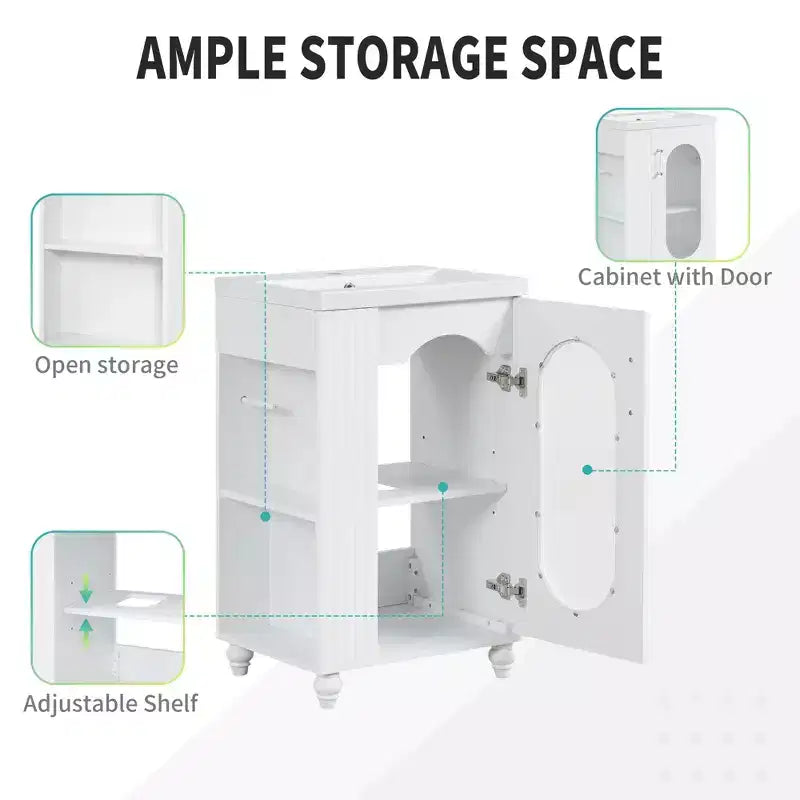 20 petits meubles-lavabos de salle de bain avec rangement, meuble bas de salle de bain avec étagère réglable