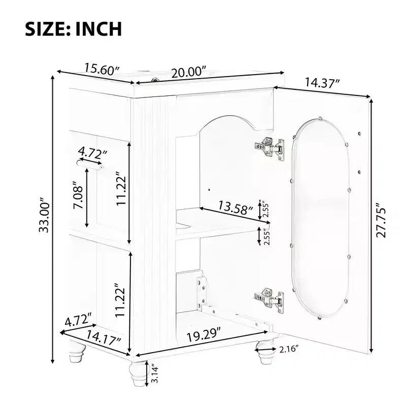 20 petits meubles-lavabos de salle de bain avec rangement, meuble bas de salle de bain avec étagère réglable