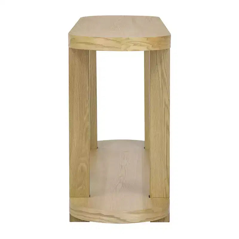 Console ovale moderne à 2 niveaux avec plateau profilé, table d'entrée en bois minimaliste pour bureau, couloir, salon
