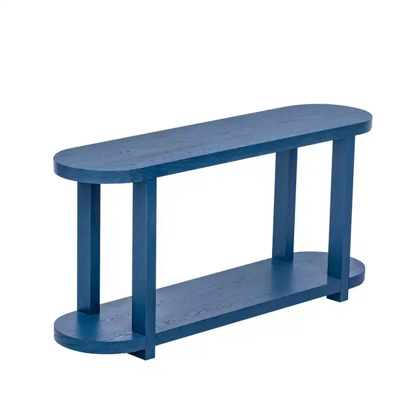 Console ovale moderne à 2 niveaux avec plateau profilé, table d'entrée en bois minimaliste pour bureau, couloir, salon