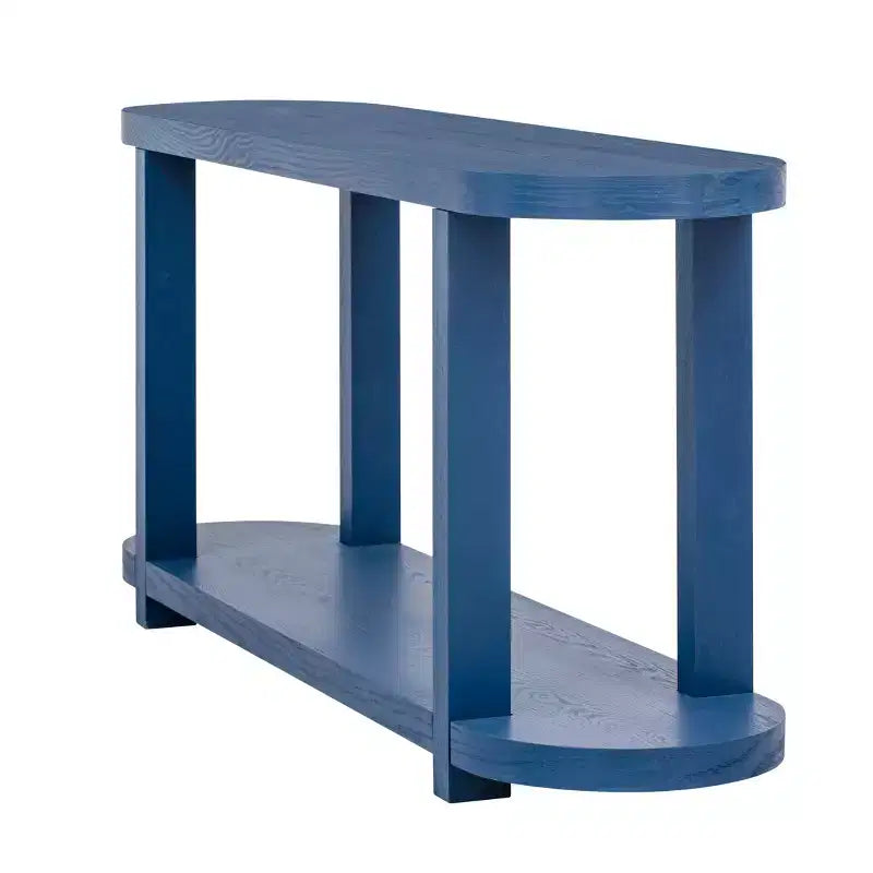 Console ovale moderne à 2 niveaux avec plateau profilé, table d'entrée en bois minimaliste pour bureau, couloir, salon